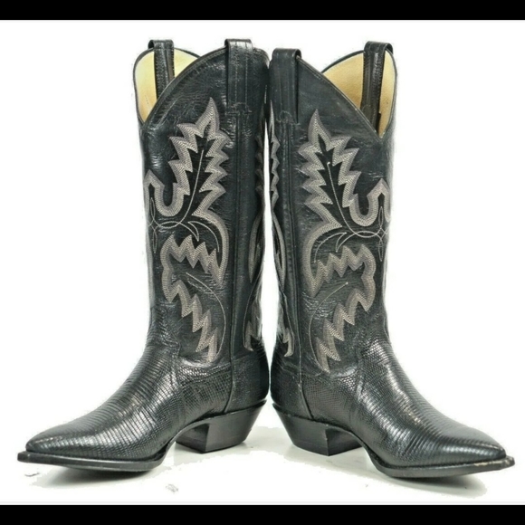 Black Lizard Cowboy Boots Snip Toe main image 0